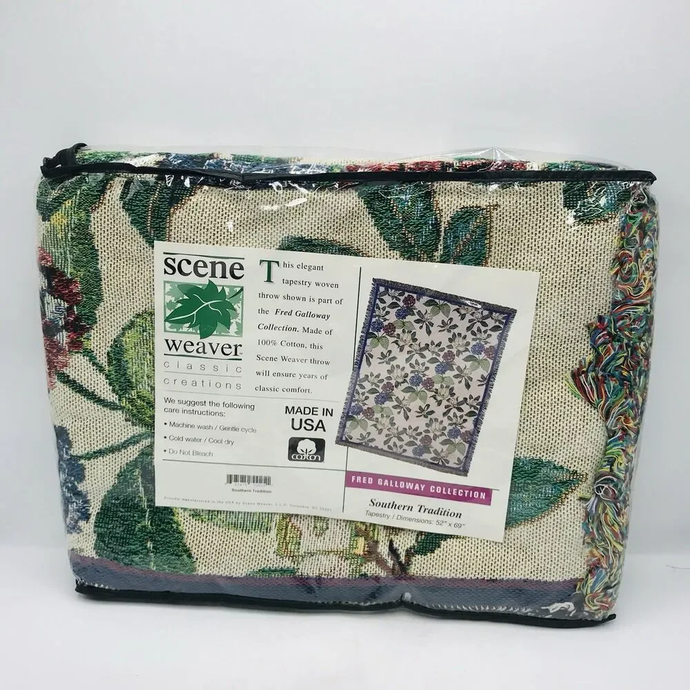 Tapestry Throw Blanket Fred Galloway Southern Tradition Floral 52x69 Inches